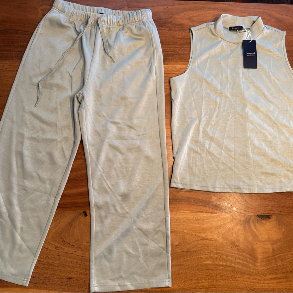 NWT Elevated Lounge Set  Sleeveless Top Wide Leg Pants Size M